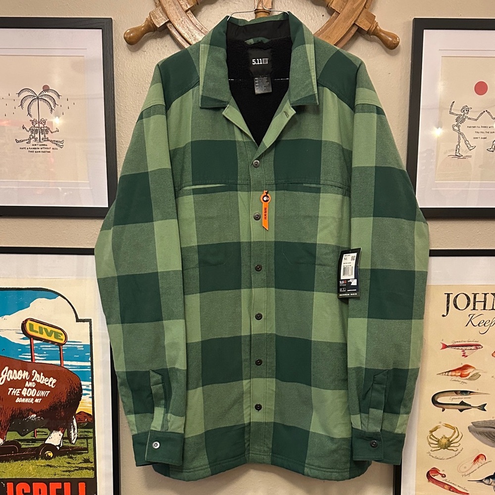 5.11 Tactical Trekking Green Check Seth Shirt Jacket Men’s XL NWT
